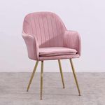 CHAIR KING Modern Armchair for Living Room | Elegant & Comfortable Velvet Chair with Golden Lag | for Bedroom, Home Upholstered Seat Chair | Upholstered Seat | Club Guest Chair (Pink)