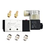 AOMAG Pneumatic 1/4" PT Solenoid Valve 4V210-08 DC 24V Single Coil Pilot-Operated Electric 2 Position 5 Way Connection Type