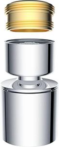 Hygie Rinse Faucet Aerator 360° Swivel Kitchen Sink Sprayer Attachement Dual-function 2-Flow Faucet Head, Big Angle Sink Faucet Extender, Female 55/64 Inch-27UNS, Chrome Finish