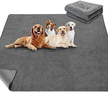 LOOBANI Non-Slip Washable Pee Pad for Dogs, 1 Pack Extra Large Reusable Dog Mat for Floor, Fast Absorbent Pet Whelping Pads, Puppy Playpen Mat for Incontinence, Housebreaking, Crate, 82x102in,Gray