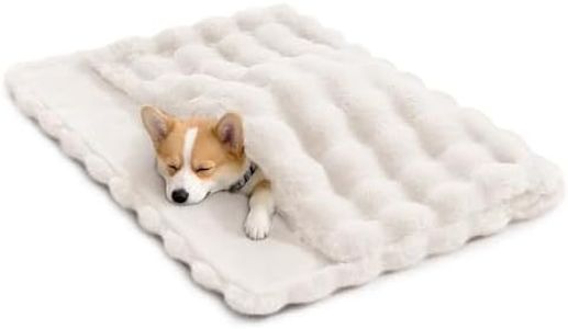SOMAHE Dog Blanket Ultra Soft Fuzzy Faux Fur Cat Blankets for Indoor Cats Faux Fur Machine Washable Reversible Pet Throw Protector for Couch Furniture 39"X 30" White