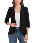 MINTLIMIT Womens Blazer Suit Elegant 3/4 Sleeve Jackets Open Front Ruffle Hem Business Casual Work Office Blazer Jacket, Black Blazer Women, Large