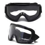 SILENCIO Motorcycle Goggles Motocross Goggles Dirt Bike Goggles ATV/Dirt Bike Racing Transparent Goggles with Adjustable Strap (Black)