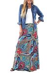 Yinggeli Women's Bohemian Print Long Maxi Skirt (XX-Large, B-Flower)