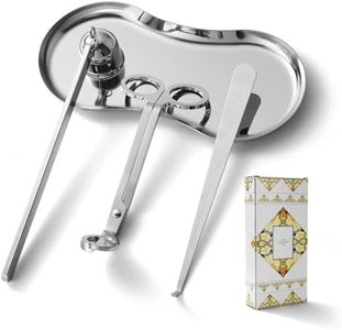 PATOISE 4 in 1 Candle Accessory Set, Candle Wick Trimmer Cutter, Candle Snuffer, Candle Wick Dipper, Tray Holder in Gift Package for Candle Aromatherapy Lovers(4PCS Silver)