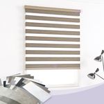 Graywind Zebra Blinds 100% Blackout Horizontal Light Filtering Cordless Window Shades Roller Blinds with Valance for Home and Office (Zebra Blind Fabric Samples)