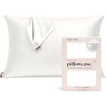 Kitsch Satin Pillowcase with Zipper for Hair & Skin - Softer Than Silk Pillow Cases, Smooth Cooling Satin Pillow Case, Wrinkle-Free, Machine Washable - Pillow Cases Standard Size 48x66 cm - Ivory