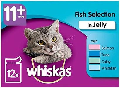 4 x Whiskas 11+ Cat Pouches Fish Selection In Jelly 12x100g