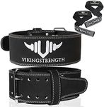 Vikingstrength Premium Weight Lifting Belt with Lifting Straps, Gym Weightlifting Belt for Men and Women, perfect for Squat, Powerlifting, Crossfit and Deadlifting (M)