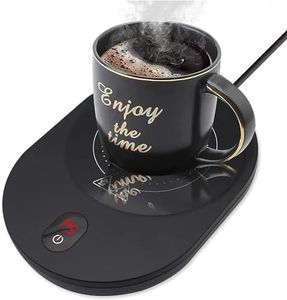 PYXISTIFY Coffee Mug Warmer – Electric Coaster with 5 Temp Gears up to 203 ℉ (95 ℃) – 12 hrs Auto Shutoff & Waterproof Plate for Heating Tea, Cocoa, Milk – Smart Gravity Warming (Black - 50 Watt)