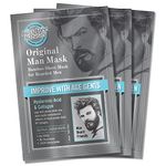 Fuss Free Naturals Sheet Face Mask For Men With Beards + Facial Hair, Mens Skincare Bamboo Sheet Mask, Anti-Ageing With Hyaluronic Acid + Collagen - Pack of 3 Sachets