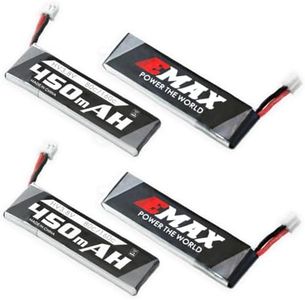 SoloGood 4Pcs Emax 1S 450mAh LiPo Battery Tinyhawk Whoop Battery HV 3.8V 80C PH2.0 LiPo for FPV Cinewhoop Quadopter Micro FPV Racing Drone