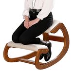 Predawn Ergonomic Kneeling Chair for Upright Posture - Rocking Chair Knee Stool for Home, Office & Meditation - Wood & Linen Cushion - Relieving Back and Neck Pain & Improving Posture (Pecan)