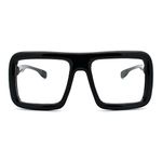 Runway Heavy Plastic Frame Rectangular Geeky Optical Eye Glasses - Black