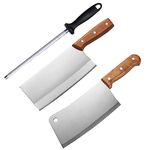 pepplo Meat Cutting Boning Knife Chinese Chefs Knife with ABS Handle Knife Set with Sharpener (Knife_IH+Sharpner, Pack of 3)