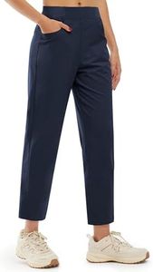 Libin Womens Golf Pants Lightweight 7/8 Ankle Dress Pants for Women Quick Dry Hiking Pants Business Travel Casual, 01-Navy, Small