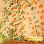 BS AMOR Artificial Creeper Bail 6(3Green + 3 Orange) | Speacial Ocassion Decoration | Home Decor | for Wedding | Party | Office | Festival Decorative | Length 6 Feet (6 String's)