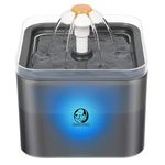 Foodie Puppies Cat Water Fountain with LED Light, 2L/67oz Automatic Pet Water Fountain for Cats & Small Dogs, Ultra Quiet Cat Drinking Fountain with Filter, Flower Water Dispenser, BPA-Free – Grey