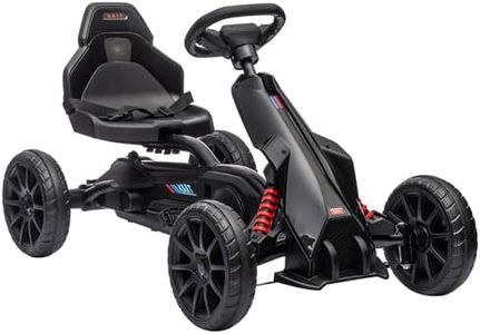 Aosom Go Kart for Kids, Pedal Car with Adjustable Seat, Forward, Backward, Handbrake, Shock Absorption for 3-8 Years, Black