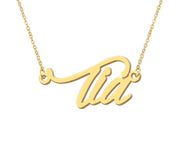 18k Gold Plated Tia Name Necklace Initial Pendant Charm Stainless Steel Jewelry for Womens Moms