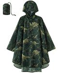 WAWSAM Lightweight Kids Rain Poncho Boys Raincoat Reusable Hooded Rain Jacket for Toddlers Waterproof Boys Rain Jacket Baby Boys Rain Poncho with Dinosaur Pattern