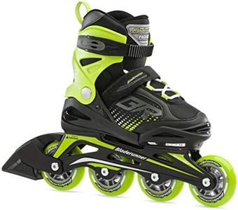 Bladerunner by Rollerblade Phoenix Boys Adjustable Fitness Inline Skate, Black and Green, Junior, Value Performance Inline Skates