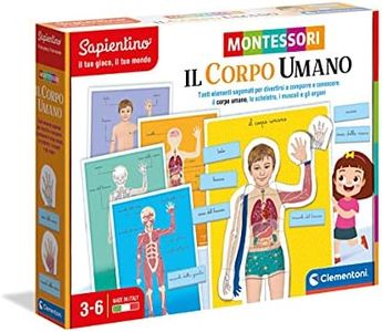 Clementoni 16373 Sapientino Game Montessori 3 Years, Educational Game for The Human Body, Anatomy and Language Development, Made in Italy, Multi-Coloured