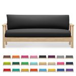 MoNiBloom Full Size Futon Cover, Armless Stretch Futon Slipcover Armless Sofa Cover Furniture Protector, Washable Zippered Rv Cushion Covers Futon Couch Cover for Adults Kids and Pets, Black