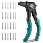 NEU MASTER Rivet Gun Riveter Set, Heavy Duty Single Hand Riveter Rivet Gun Kit with100Pcs Rivets, Riveting Gun Tool with 4 Interchangeable Rivet Heads for Plastic, Metal, Leather