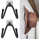 AUXPhome Universal Cowboy Hat Rack Hat Holder Hat Organizer Hat Hanger Hat Hooks Hat Storage Organizers Hat Wall Mount for Storage and Display - Adhesive Metal Hooks - 2 Pack - No Hat