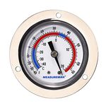 MEASUREMAN Vapor Capillary Flanged Panel Mount Refrigeration Thermometer, 2" Dial, 48" Capillary, -40-65 deg F/-40-20 deg C, Re-Calibration Available