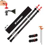 Tarp Poles Heavy Duty Adjustable, AVOFOREST Aviation Aluminum 8.7FT Tent Poles Lengthen and Thicken with Protection Cap Awning Poles Set of 2 for Hiking,Camping,Fishing