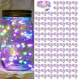 chzk Fairy Lights 7Ft 20 LED Twinkle String Lights 3 Modes Battery Operated Waterproof Firefly Starry for Mason Jar Party Wedding Easter Valentines Day Table Centerpieces(Rainbow-Pastel,100 Pack)