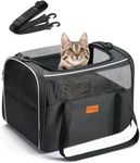 Morpilot Cat Carrier Soft - Portable Pet Carrier for Small or Medium Cats, Dogs and Puppy up to 14lbs, Airline Approved Dog Carrier with Safety Buckle - 16.0 x 10.4 x 11.2 Inch (Dark Gray)