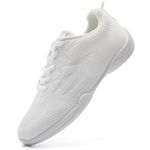 DADAWEN Cheer Shoes for Girls Cheerleading Dance Shoes Athletic Sport Training Shoes New Mesh White 4 UK