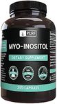 100% Pure Myo-Inositol 365 Capsules | 3 Month Supply | No Additives or Magnesium Stearate Fillers | All-Natural | Vegetarian | 1,860mg Undiluted Vitamin B8 Myo-Inositol Powder | Made in USA