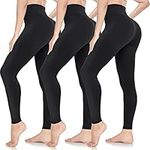 ACTINPUT Black Leggings for Women Soft High Waisted Tummy Control Leggings Sports Workout Gym Running Yoga Pants (3pcs Black,L-XL)