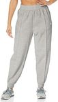 adidas Women's Studio Fleece Pants, Medium Grey Heather/White, Large