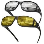 URUMQI Anti Glare Night Driving Glasses Fit Over Glasses for Men Women, Polarised Night Vision Headlight Glasses TAC Yellow Lens