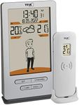 TFA Dostmann Weather Jack Wireless Weather Station 35.1166.54, Outdoor and Indoor Temperature, Weather Forecast, with Clothing Suggestions, Radio Clock, Silver, 146 x 82 x 27 (47) mm