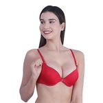 Brachy Women's Poly Cotton Padded Wired T-Shirt, Multiway, Seamless, Push-Up Bra (BCA_FOPPAB5_32A_Red_Red_32A)