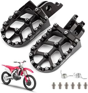 RKV86 Dirt Bike Foot Pegs with Springs, Aluminum CNC, Pedals Rests for CR125/250 02-07, CRF150R 07-19, CRF250R 04-19, CRF250X 04-19, CRF450R 02-19, CRF450RX 17-19, CRF450X 05-19 (Black)