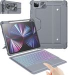 Nillkin iPad Air 11 inch Case with Keyboard (M2, 2024), iPad Pro 11 inch Case with Keyboard (1st/2nd/3rd/4th Gen) & Air 5th/4th Gen Detachable iPad Keyboard Case, 7-Color Backlit, Magic Trackpad, Gray