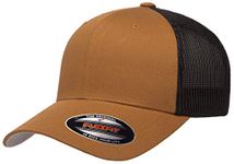 Flexfit Unisex's Trucker Mesh Fitted Cap-2-tone Cap, Caramel/Black, One Size