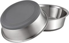 2 Pack Stainless Steel Metal Dog Bowls, Nonslip Rubber Bottom, Dishwasher Safe, Easy to Clean, Each Holds 3.8 US Cup