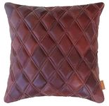 AYRA ITALIA™ Pack of 1 Luxurious Diamond Lattice Pattern Leather Pillow Case Cover Without Filler for Couch Sofa Bed Indoor Living Room & Bedroom 16 X 16 Inches Light Brown