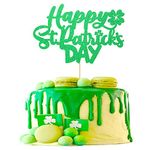 Gyufise 1 Pack Happy St Patrick's Day Cake Toppers Four Leaf Clover Shamrock Cake Topper Decorations for St.Patricks Party Supplies Birthday Decorations