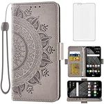 Asuwish Compatible with LG Stylo 2 2+/Stylus 2 Plus/Stylo2 V 2V Verizon Wallet Case and Screen Protector Card Holder Flip Accessories Wrist Strap Stand Cell Phone Cover for G LS775 VS835 Women Grey