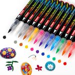 Paint Pens Acrylic Markers-12 Colors Acrylic Paint Brush-Markers for Wood Ceramic Glass Stone Pebble Colouring Crafts for Kids Adults Christmas Egg Pumpkins Supplies