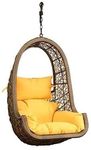 Flying Arrow Rattan Outdoor Furniture Single Seater Swing, Beautiful Swing Without Stand (Golden Swing With Yellow Cushion) (Golden/Yellow), 96 Centimeters, 37 Centimeters